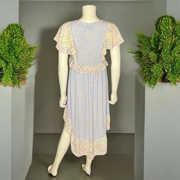 Anthropologie Wonderly Floral High Low Ruffle Midi Dress Boho Cottagecore Size S - Picture 6 of 8